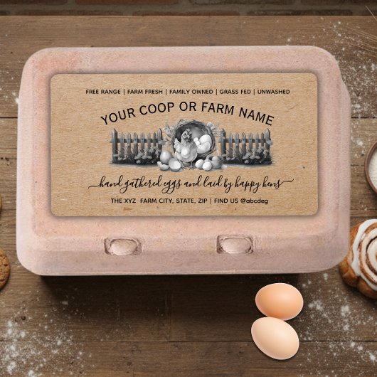 Farmhouse Vintage Egg Carton  Etiket