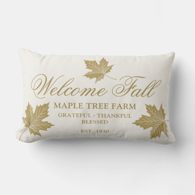 Farmhouse Welcome Herfst Aangepaste naam. Lumbar P Kussen (Voorkant)