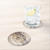 Farmhouse White Laurels Bride & Groom Weddenschap  Ronde Kartonnen Onderzetter (Insitu)