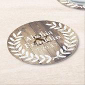 Farmhouse White Laurels Bride & Groom Weddenschap  Ronde Kartonnen Onderzetter (Gebogen)