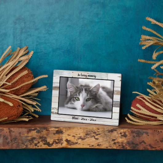 Farmhouse Wood Cat Memorial Photo Keepomwille Plaq Fotoplaat (Zijkant)