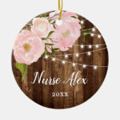 Farmhouse Wood Floral Aangepaste verpleegster Keep Keramisch Ornament (Voorkant)