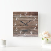 Farmhouse Wood Print Clock Vierkante Klok (Huis)