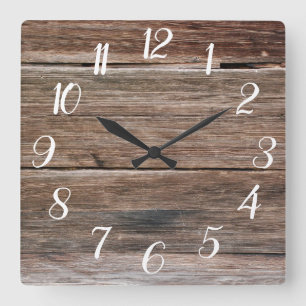 Farmhouse Wood Print Clock Vierkante Klok