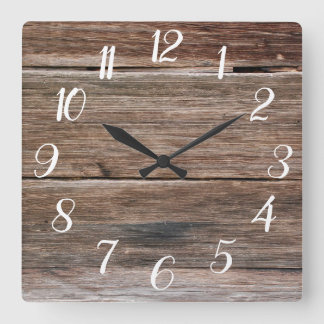 Farmhouse Wood Print Clock Vierkante Klok