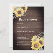 Farmhouse Wood Sunflower Baby shower Kaart (Voorkant)