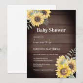 Farmhouse Wood Sunflower Baby shower Kaart (Voorkant / Achterkant)