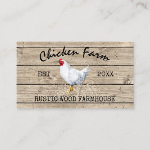 Farmhouse Wooden Rustic Chicken Visitekaartje
