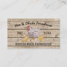 Farmhouse Wooden Rustic Chicks Hen Visitekaartje