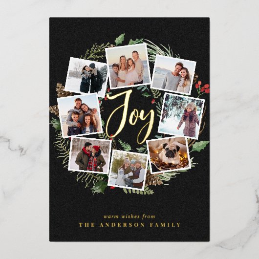 Farmhouse Wreath | Fotocollage Folie Feestdagenkaart (Voorkant)