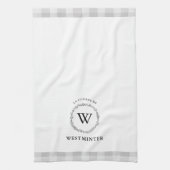 Farmhouse Wreath Grey Check Personated Family Theedoek (Verticaal)