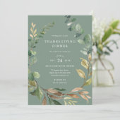Farmhouse Wreath Thanksgiving Dinner Invitation Kaart (Staand voorkant)