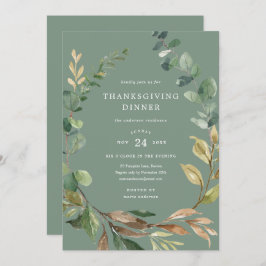 Farmhouse Wreath Thanksgiving Dinner Invitation Kaart