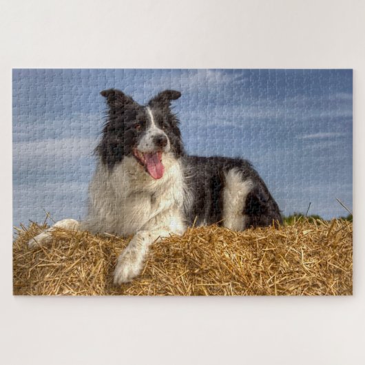 Farming Dog op Hay Bale 1014 Piece Jigzaag Puzzle Legpuzzel (Horizontaal)