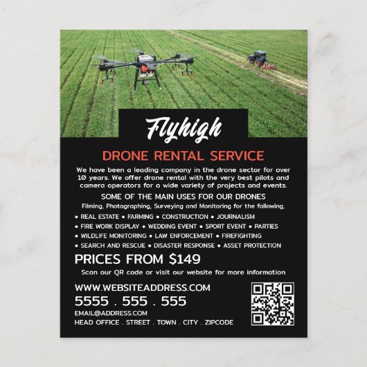Farming Drone Portrait, Drone Rental Company Flyer (Voorkant)