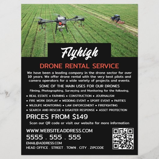 Farming Drone Portrait, Drone Rental Company Flyer (Voorkant)