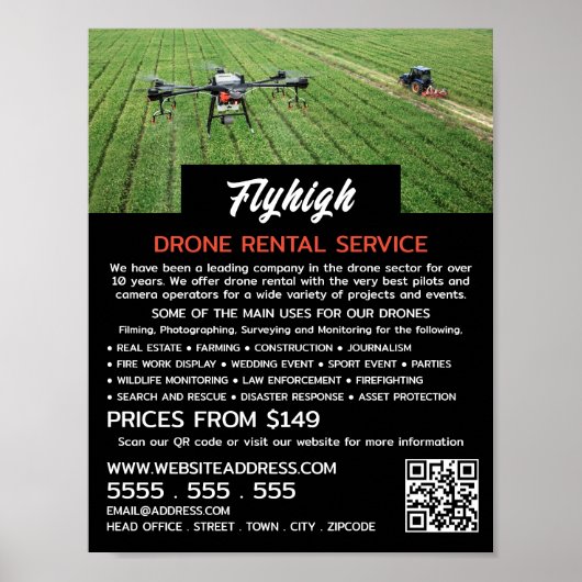 Farming Drone Portrait, Drone Rental Company Poster (Voorkant)