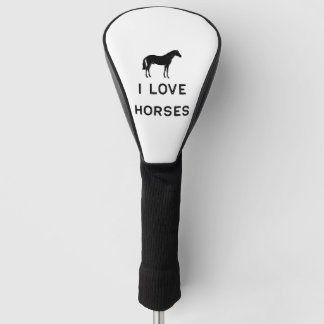 Farming I Love Horses Black Cute Gift Farm Country Golfheadcover