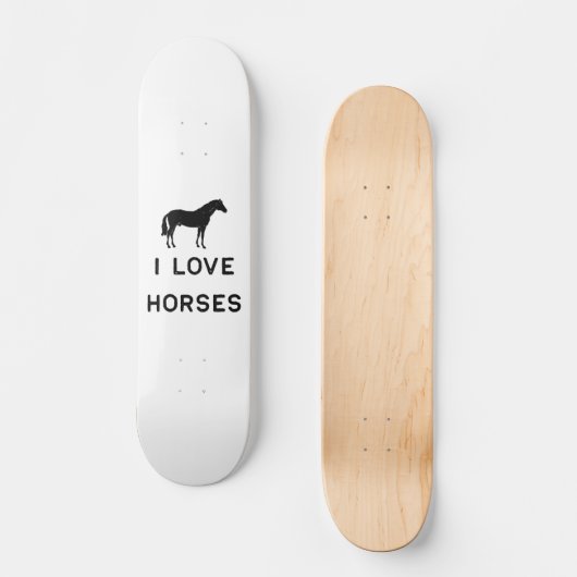 Farming I Love Horses Black Cute Gift Farm Country Persoonlijk Skateboard (Voorkant)