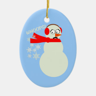 Farming Snowman Cartoon Keramisch Ornament