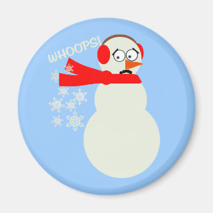 Farming Snowman Cartoon Magneet