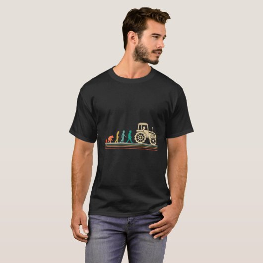Farming T Shirt Funny Tractor Farmer Evolution (Voorkant volledig)