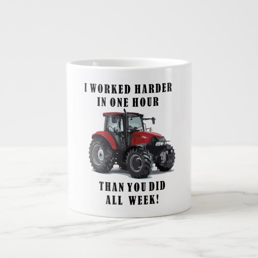 Farming Tractor Hard Work Quotes Grote Koffiekop (Voorkant)