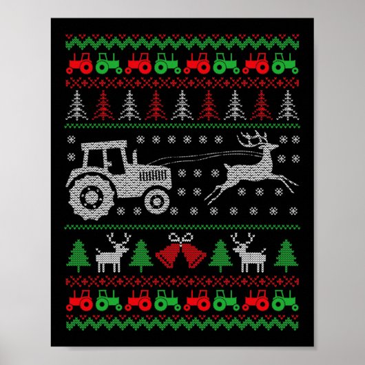 Farming Tractor Reindeer Boerderij Funny Farmer Ug Poster (Voorkant)
