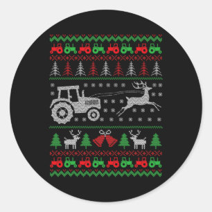 Farming Tractor Reindeer Boerderij Funny Farmer Ug Ronde Sticker
