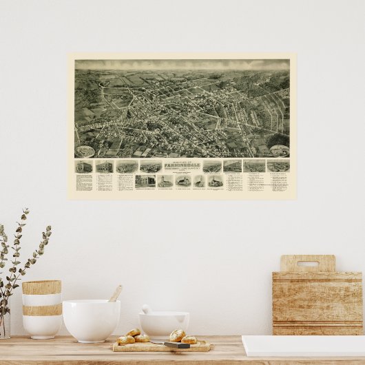 Farmingdale, NY Panoramic Map - 1925 Poster (Keuken)