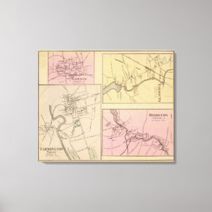 Farmington, Gorham, Yarmouth, Bridgton Map Canvas Afdruk