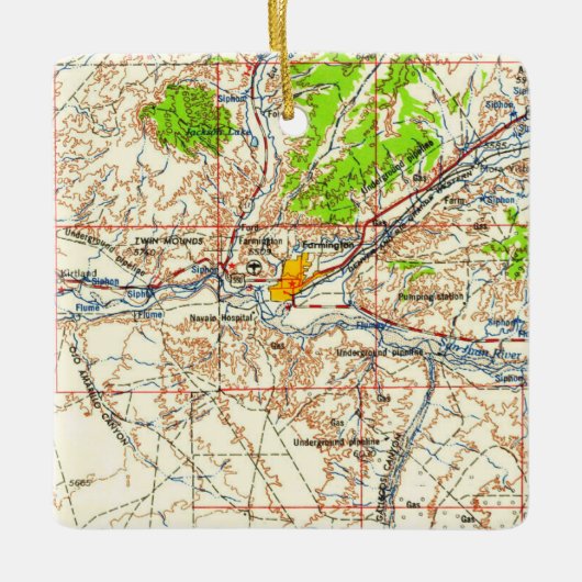 Farmington NM Topo Map Keramisch Ornament (Voorkant)