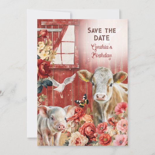 Farmland Chic Save the Date Kaart (Voorkant)