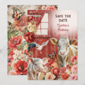 Farmland Chic Save the Date Kaart (Voorkant / Achterkant)