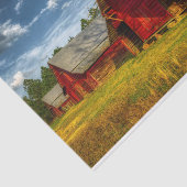 Farmland met een reeks rode Barns Tissuepapier (Detail)