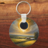 Farmland Solar Eclipse Tekst toevoegen Aangepaste Sleutelhanger (Voorkant)