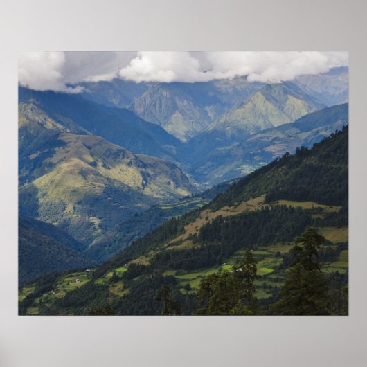 Farmlands en dorp in de Himalaya Poster (Voorkant)