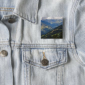 Farmlands en dorp in de Himalaya Vierkante Button 5,1 Cm (In situ)