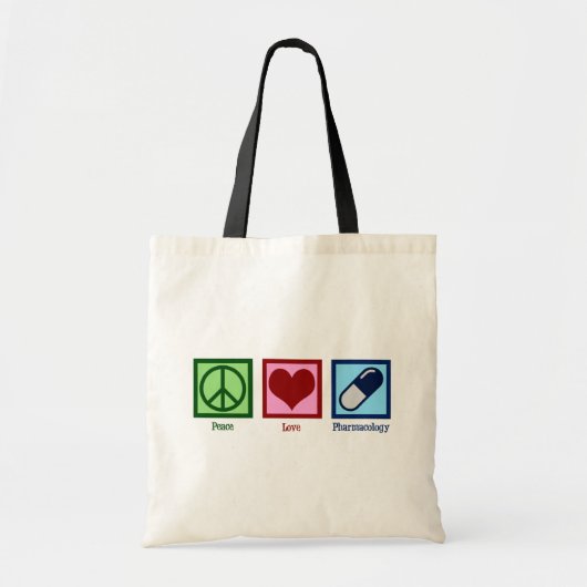 Farmocoloog Peace Love Pharmocology Tote Bag (Voorkant)