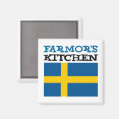 Farmor's keuken met de vlag van Zweden Magneet (Voorkant / Achterkant)