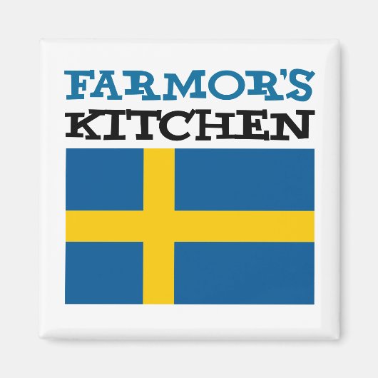 Farmor's keuken met de vlag van Zweden Magneet (Voorkant)