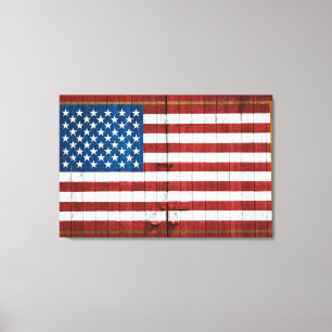 Farms   American Flag Barn Mural Canvas Afdruk