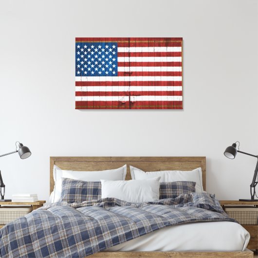 Farms | American Flag Barn Mural Canvas Afdruk (Insitu (Slaapkamer))