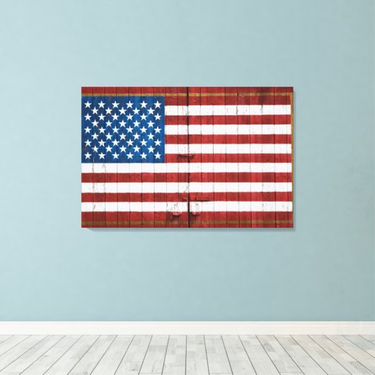 Farms | American Flag Barn Mural Canvas Afdruk (Insitu (Houten vloer))