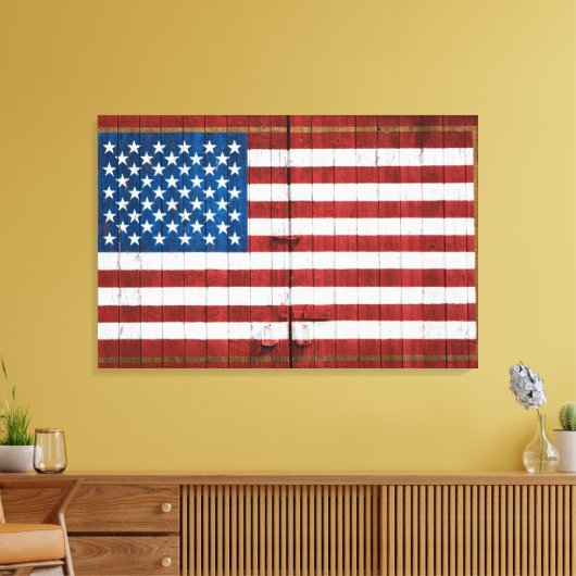 Farms | American Flag Barn Mural Canvas Afdruk (Insitu (Woonkamer))