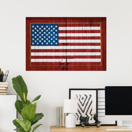 Farms | American Flag Barn Mural Poster (Thuiskantoor)