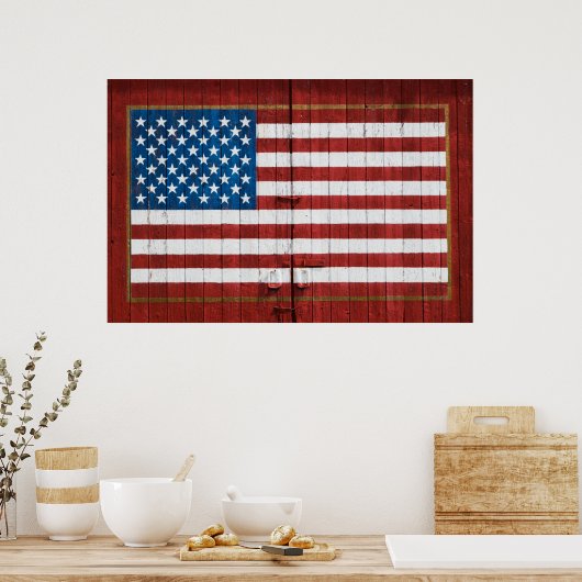 Farms | American Flag Barn Mural Poster (Keuken)