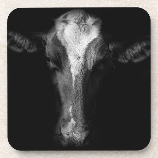 Farms | B&W Cow Head Shot Bier Onderzetter (Voorkant)