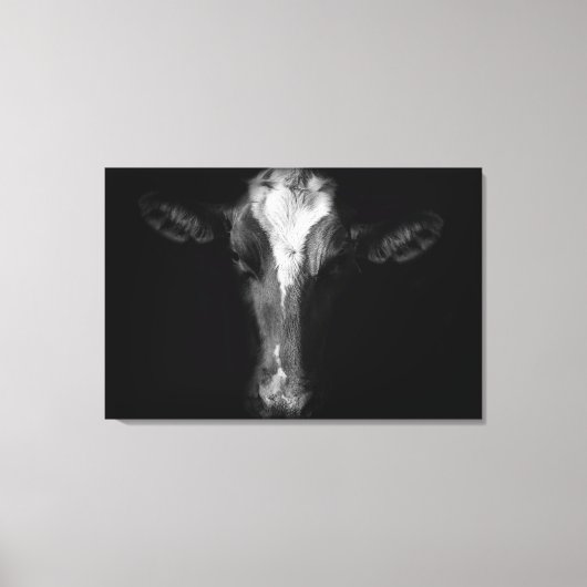 Farms | B&W Cow Head Shot Canvas Afdruk (Voorkant)