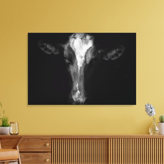 Farms | B&W Cow Head Shot Canvas Afdruk (Insitu (Woonkamer))